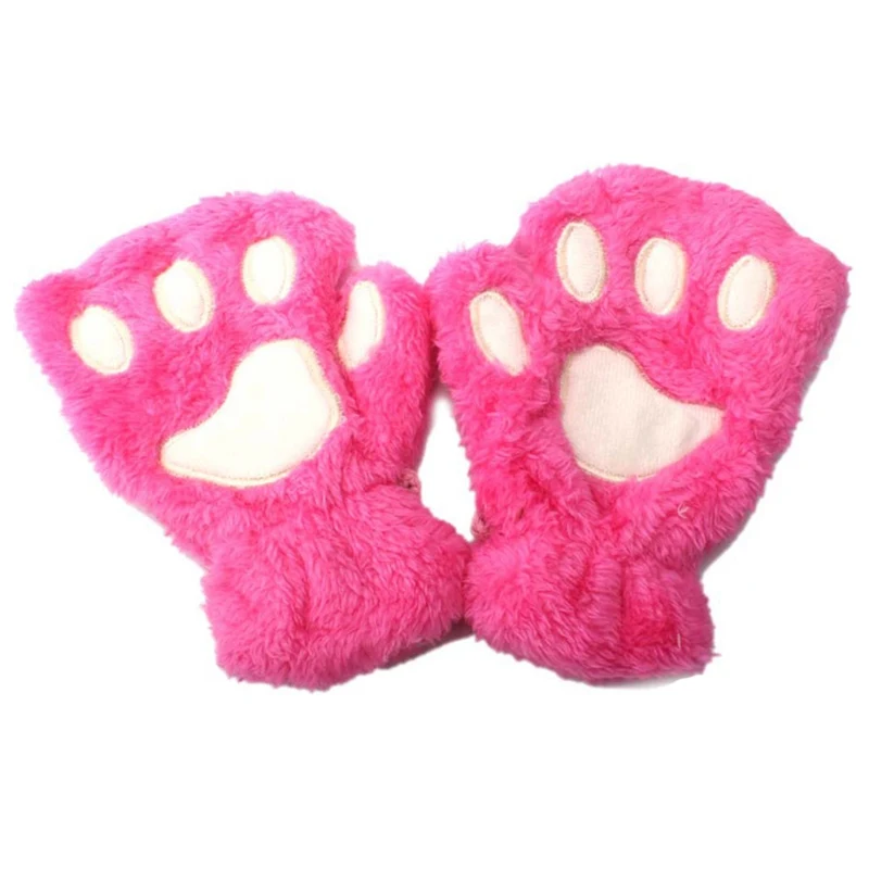 Корейские трендовые новые детские перчатки осень-зима мультфильм кошка КОГОТЬ МИЛЫЙ коралловый флис девушки теплые уличные перчатки варежки - Цвет: RH