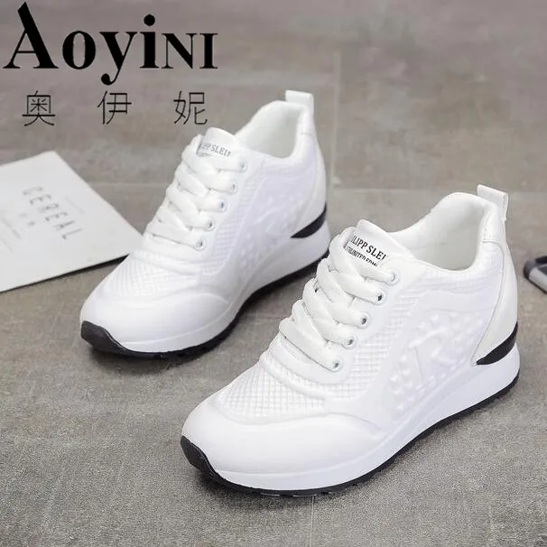 

2018 Spring Autumn Fashion Casual Shoes Women High Platform Shoes 11cm thick Bottom Female Trainers Platform Shoes