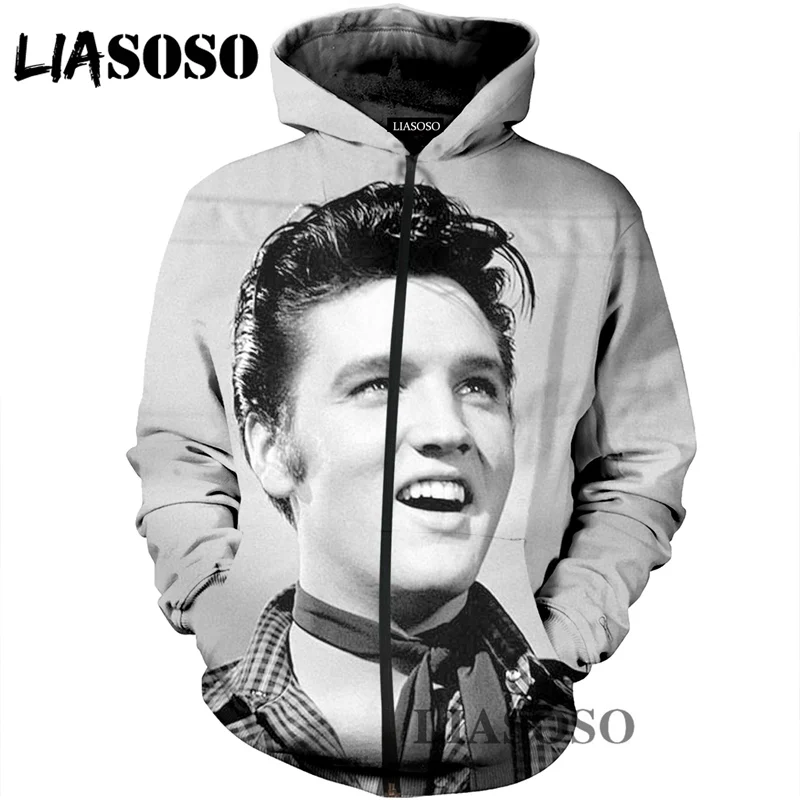 LIASOSO 3D принт для женщин и мужчин Elvis Presley King of Rock толстовки с капюшоном