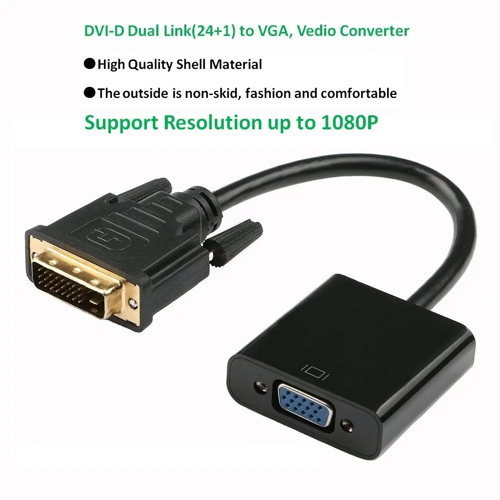 BESIUNI с DVI на VGA адаптер 1080 P DVI-D 24+ 1 к женскому VGA видео кабель конвертер для DVI устройств с поддержкой, ПК, DVD, монитор