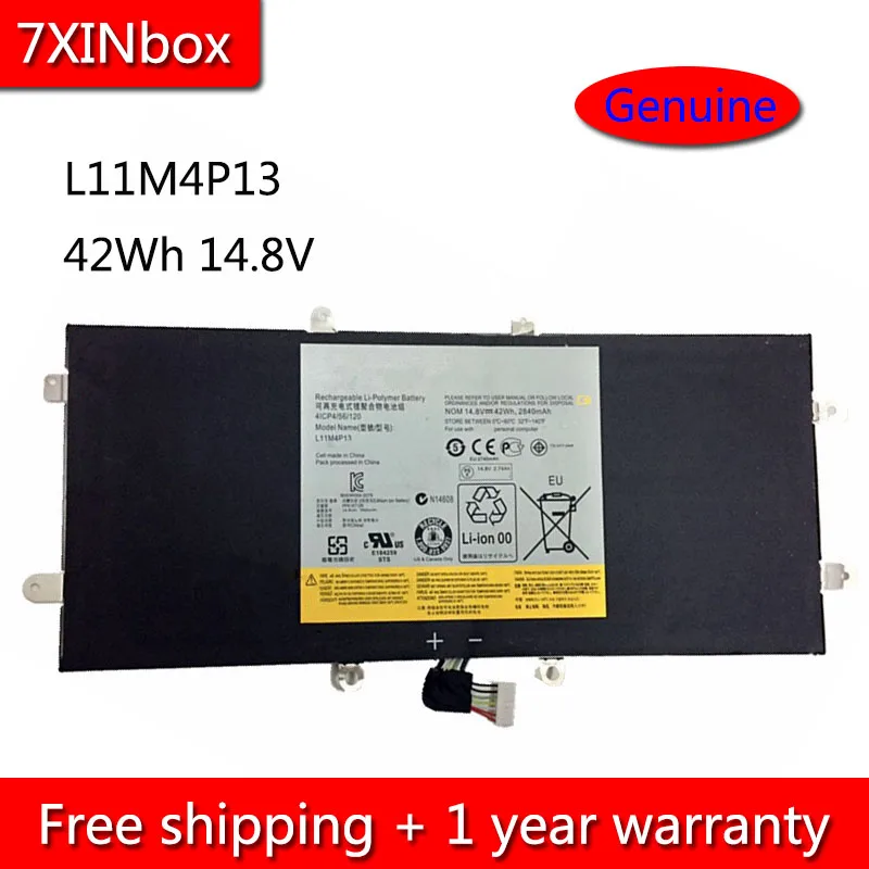 

7XINbox 42Wh 14.8V L11M4P13 Laptop Battery For Lenovo IdeaPad Yoga 11 11S Ultrabook Series 4ICP4/56/120 2840mAh Batteria