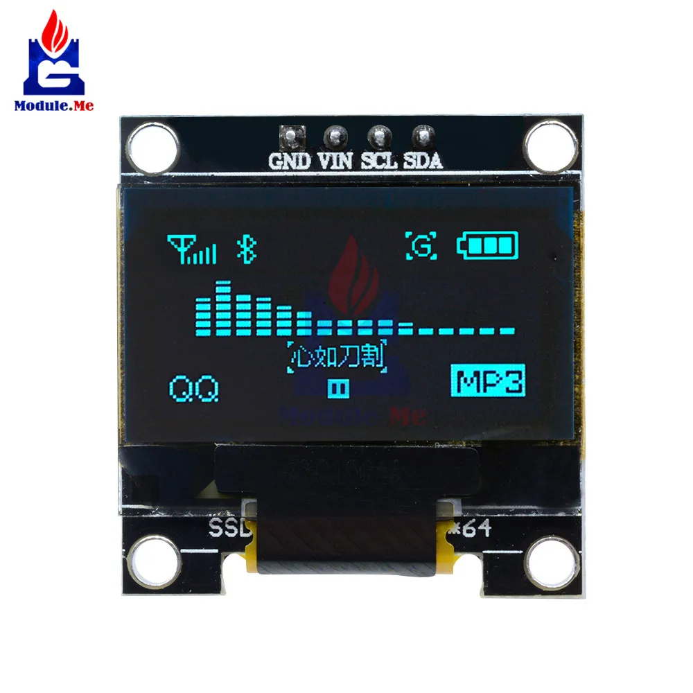 

0.96 Inch I2C IIC Serial 128X64 128*64 Blue OLED LED Display Module Compatible For Arduino STM32 Controller Driver Board 3V 5v