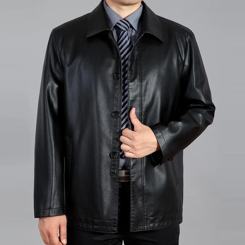 New arrival men's Winter black Leather Jacket Casual Faux Leather PU High quality long sleeve 
