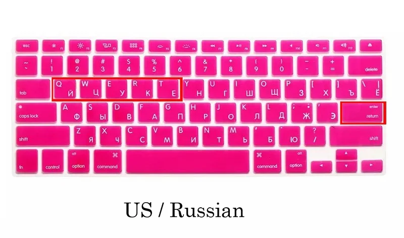 EU/US силиконовый чехол для Macbook Pro 13 15 русская клавиатура A1278 A1286 для Macbook Pro 13 15 Русская клавиатура - Цвет: US Hot pink