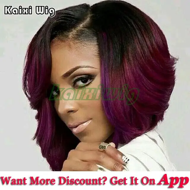Ombre Red Bob Wigs For Black Women Synthetic Short Wigs For Women