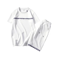 Г. летние мужские набор спортивных костюм Мужская футболка с короткими рукавами+ шорты из двух частей фитнес комплект тренировочный костюм Мода повседневный Спортивный костюм для мужчин