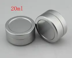 100 шт./лот 20 г пустые круглые алюминиевые бальзам для губ банки для косметическая упаковка, серебристый металл Косметические Jar Контейнер