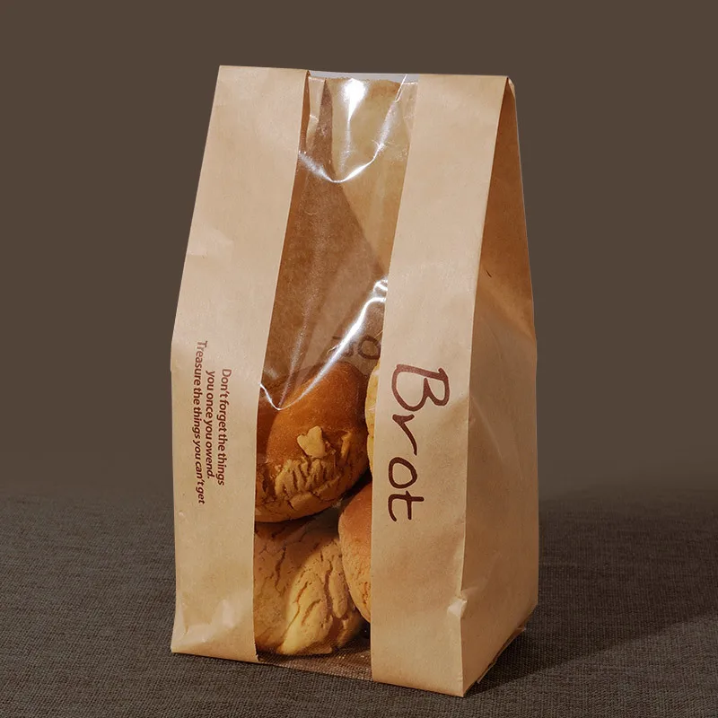 20 шт хлебный мешок с окном крафт-мешок бумажная пищевая упаковка для школы белая выпечка тост мешки для хлебобулочных изделий с наклейкой