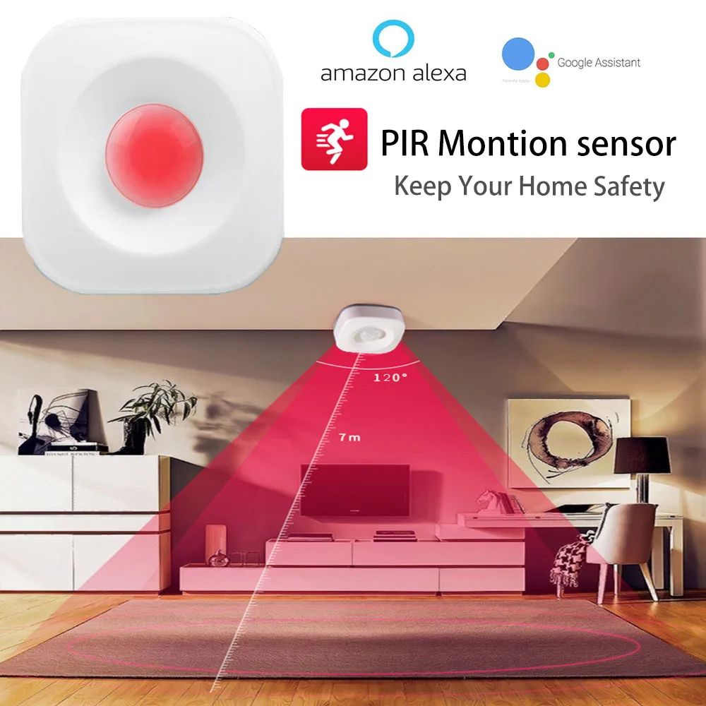 

High Accurate Smart PIR Motion Sensor Detector WIFI Smart Home Kit Security Buglar Alarm Compatible Alexa Gooogle Home