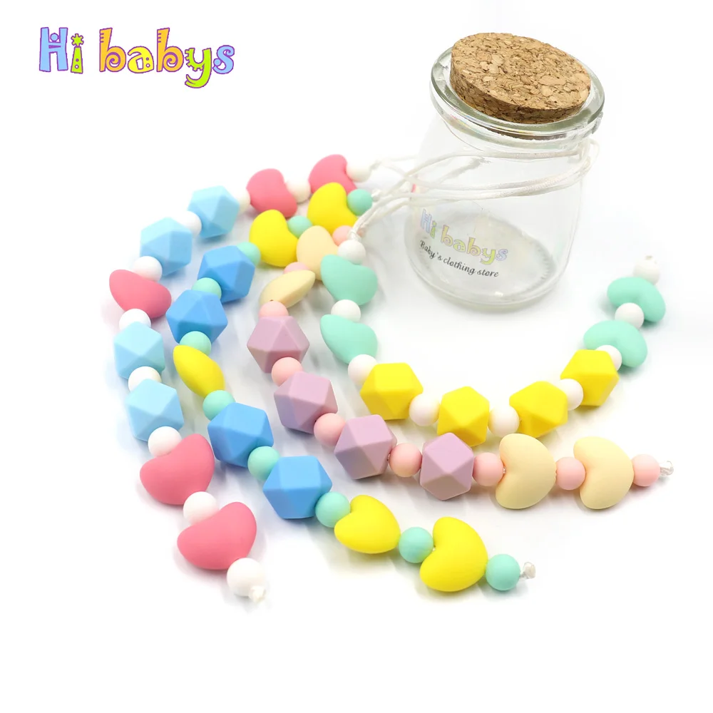 Детский Прорезыватель держатель цепи с зажимом силиконовые бисер ребенок