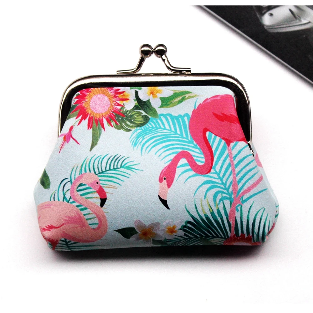 Flamingo 5 Винтажные женские кошельки с принтом для монет, Женский кошелек на застежке, женский клатч, Женский мини кошелек, сумка для денег, искусственная кожа, Carteira/5 - Цвет: Flamingo 5