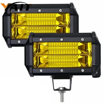 

Led Light Bar 2 PCS Waterproof 5 Inch 72W Led Spot Beam Off Road Led Pod Light Amber Driving Light For Jeep Truck Off Road ATV