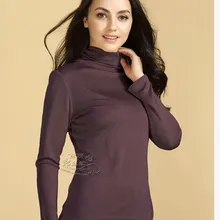 Аутентичный шелк тутового шелка топ с толстой Терка навигации водолазка термобелье с длинными рукавами-12