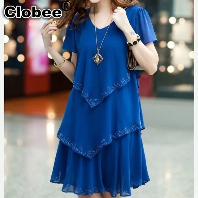 Женское вечернее платье синее из шифона большого размера 5xl для лета 2019 | Женская
