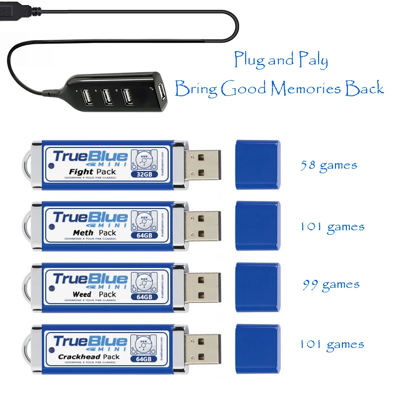 

101 58 99 in 1 for 2 Players 32 64 GB True Blue Mini Crackhead Meth Weed Fight Pack for PlayStation Classic Game Console 4 Hub