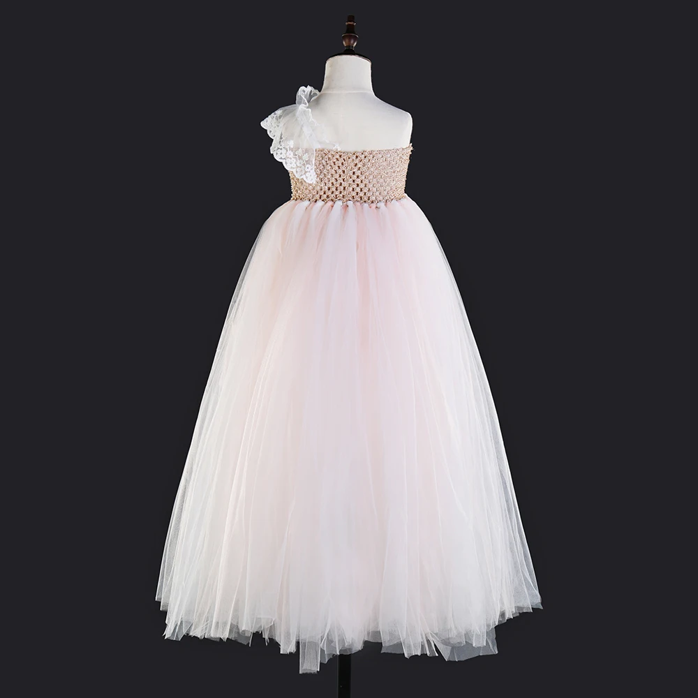 Lilacs Toddler Girl Christmas Tutu Dress Girls Frock Children Nova Ankle Length Lace One Shoulder Dress Kids Costume Princess 8T (5)