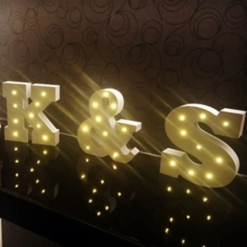 

Creative Free combination A-Z White Wooden Luminous Alphabet Led Neon Plate Lighted Letters Sign For Wall Decoration Indoor Home