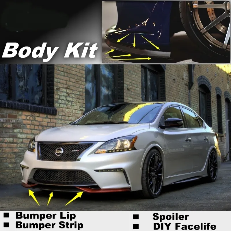 Bumper Lip Deflector Lips For Nissan Sentra Sylphy Pulsar Sedan Front Spoiler Skirt For TopGear Fans Tuning View  Body Kit Wing