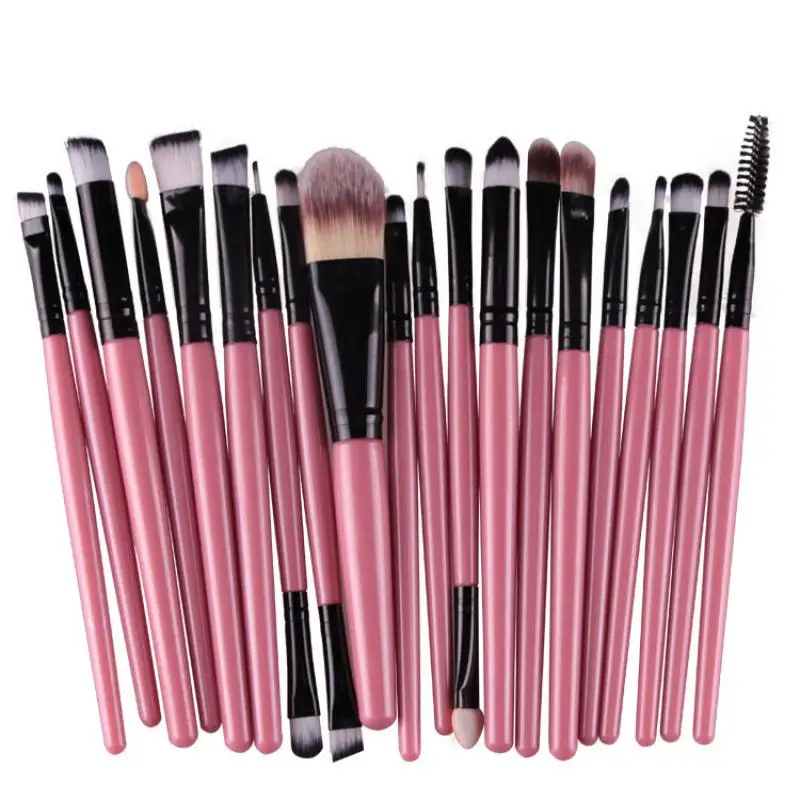 Профессиональные 20 шт кисти для макияжа глаз набор теней для век тени для ресниц подводка для глаз тени для бровей косметические кисти доступны 8 цветов - Handle Color: 09 Pink Black 20pcs