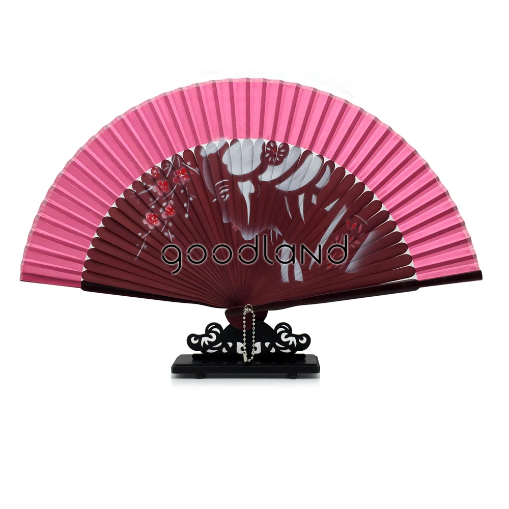 

Free Shipping 1pcs Random Color Spun Silk Cover Wine Red Bamboo Ribs Folding Hand Fan New Year Decor Christmas Gift