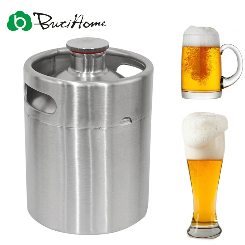 

Butihome Beer Barrel Growler Mini Beer Keg Stainless Steel 304 2L Beer Keg Beer Making Bar Accessories Tools