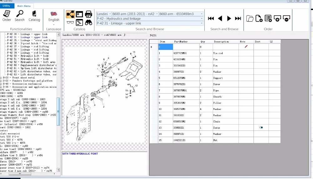Landini EPC Galileo v8.0-каталог запасных частей для тракторов Landini