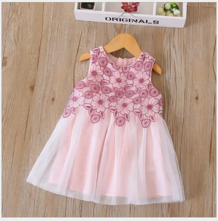 Baby ball gowns Pink Floral Toddler princess dress costume for children