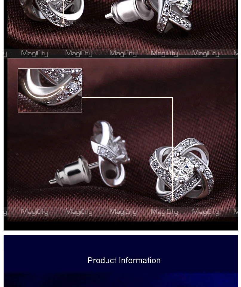New 925 Silver Crystal Stud Earrings For Women Girls Kids Fashion Luxury Cubic Zirconia Paved Wedding Engagement Earring Jewelry (5)