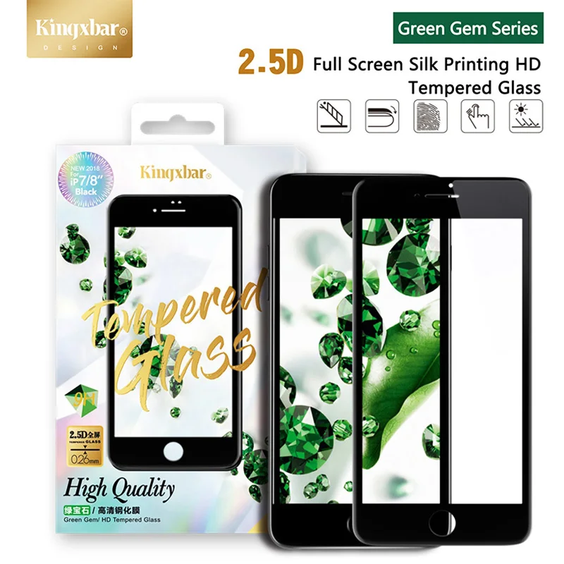 KINGXBAR for iPhone 7 8 Plus Screen Protector Anti Fingerprint Glass On the iphone Clear Full Film | Мобильные телефоны и
