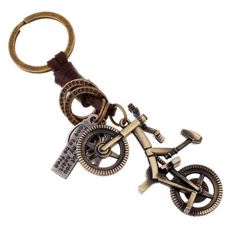 

ZOSHI New arrival Punk Hot sale Bicycle Pendant Fashion Leather Keychain Key Ring For Bag Gift Keychain llaveros Leather Jewelry