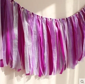 

Wedding Ribbon Garland Colorful Bunting Home Wedding Party Hanging Shower Room Door Parties Decoration