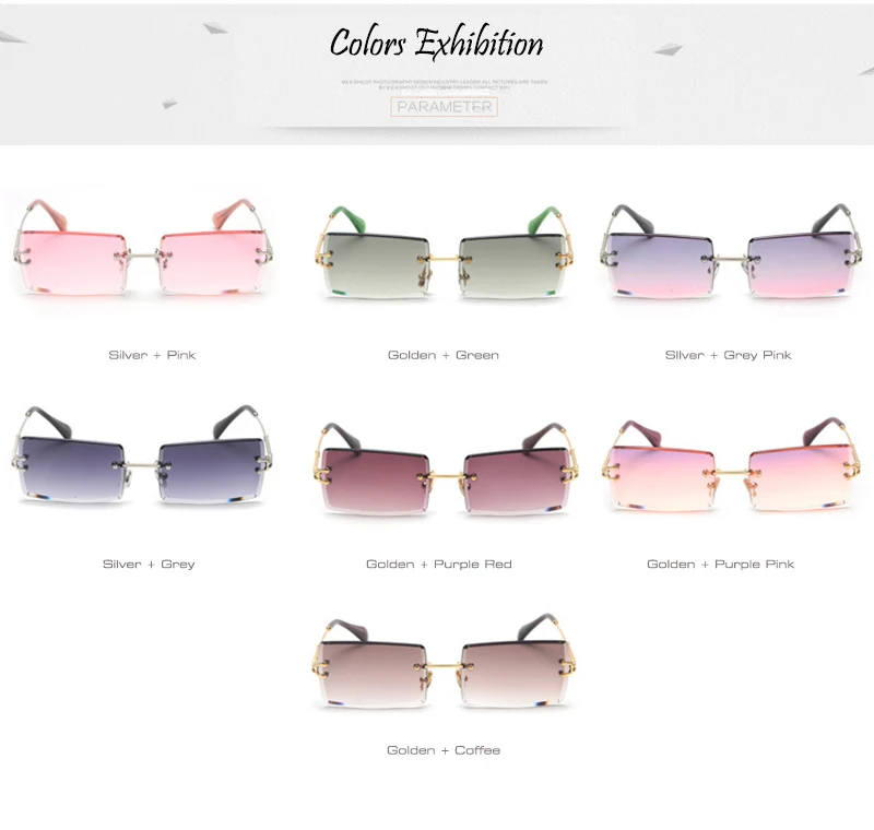 SHAUNA Модные прямоугольные градиентные солнцезащитные очки для женщин без оправы Солнцезащитные очки