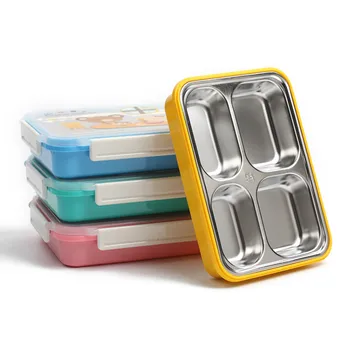 

Microwave Lunch Box Kids Stainless Steel Leak-proof Insulation Portable Cartoon Bento Box Food Anti-String Keep Fresh Container