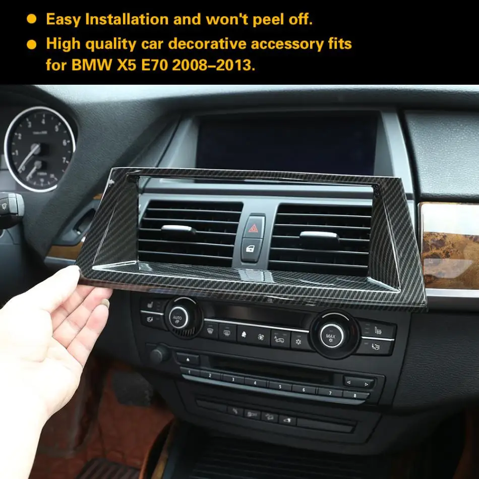 CROTRIM Carbon Fiber Console GPS Navigation /& Air Vent Frame Cover for BMW X5 X6 E70 E71