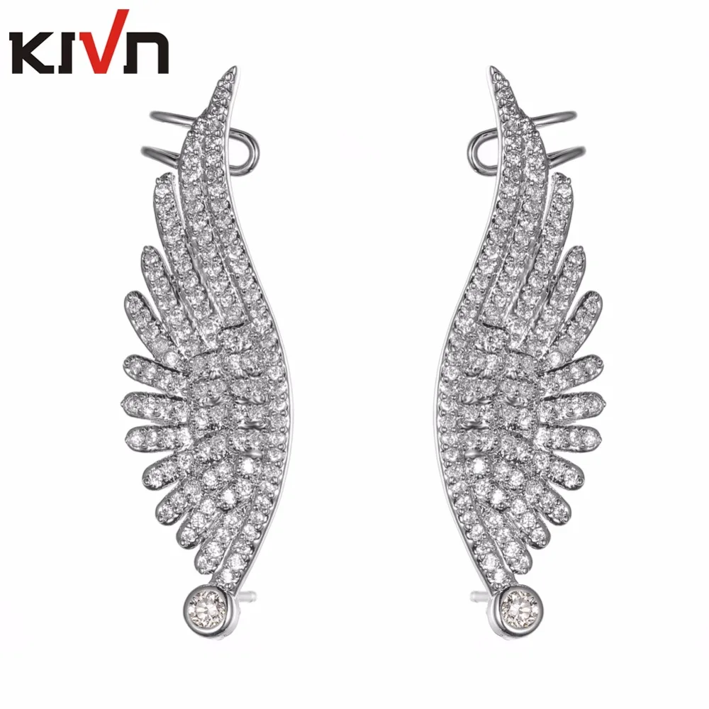 Pair of CZ Paved Lined Pear CZ Ear Crawler Climber Earrings 