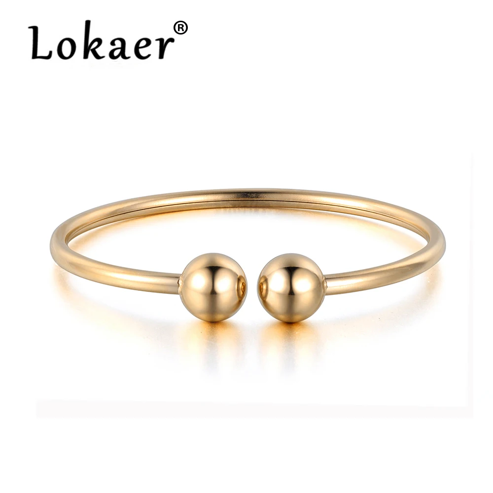 

Lokaer Classic Titanium Steel Open Cuff Bracelets & Bangles Luxury Rose Gold Color Wedding Bangle Jewelry For Women B18027