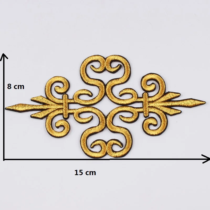5 шт./лот Золото Серебро вышитый цветок патч железные наклейки для косплей одежды представление платье ткань Аппликации значок сделай сам - Цвет: Gold