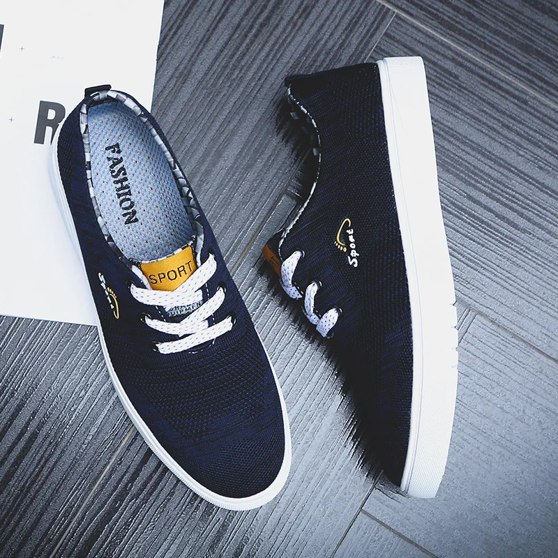 JINBEILEE Men's Skateboarding Shoes Low To Help Four Seasons Casual Sports Shoes Wild Breathable Flying Woven Men's Shoes