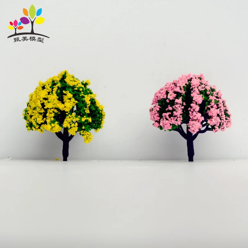 

10 Pieces/lot building sand table layout scene flower tree DIY decorative plastic model flower and tree 5cm