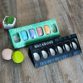 

6 Cavity Macaron Packaging Paper Boxes Green Black Macaron Box Bakery Gift Packaging Favor Box Supplies 12 Pcs 23*7.8*5.3cm