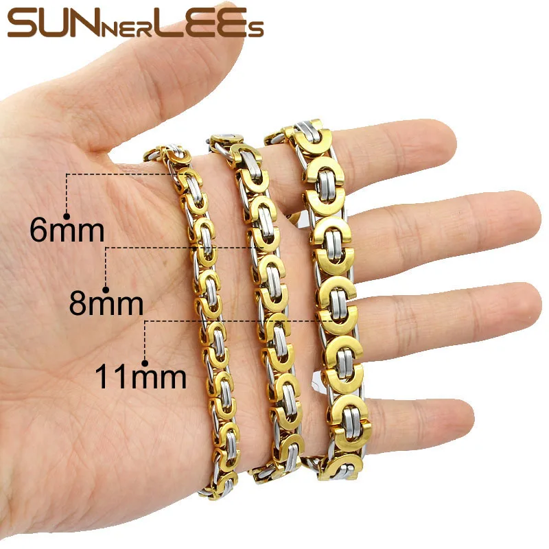 Браслет SUNNERLEES из нержавеющей стали 6 мм ~ 11 в коробке Византийская звеньевая