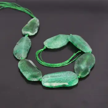 

15.5"/strand Green Dragon Veins Natural Agates Faceted Slab Loose Beads,Raw Stone Slice Nugget Necklace Pendant Jewelry Supplier