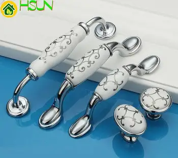 

3" 3.75" 5" 6.3" Dresser Knobs Pulls Drawer Knobs Handles Ceramic Cabinet Knobs Pulls White Silver Kitchen Handle Pull Modern