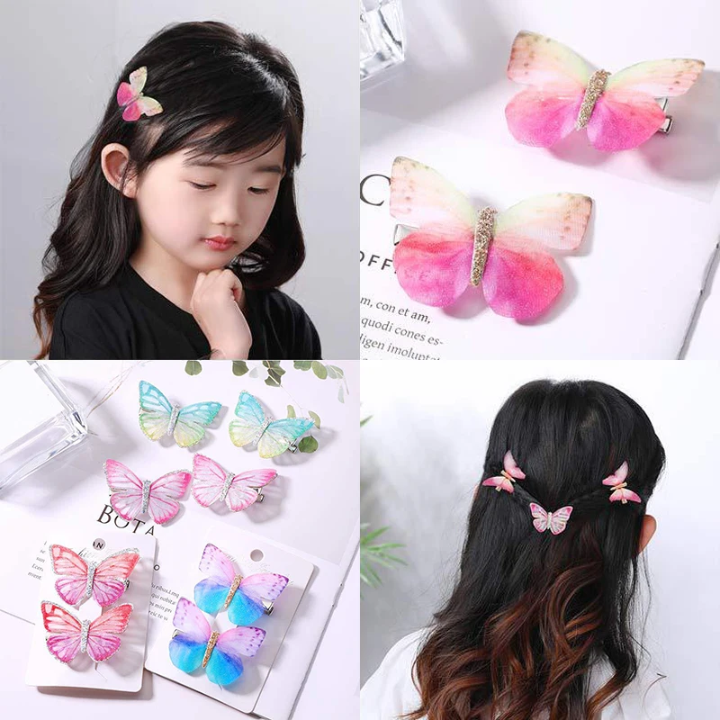 

Exquesite Dream Butterfly Cartoon Hairpin Candy Color Hair Clips Party 2PCS Colorful Graceful 9 Colors Wedding Crystal Girls