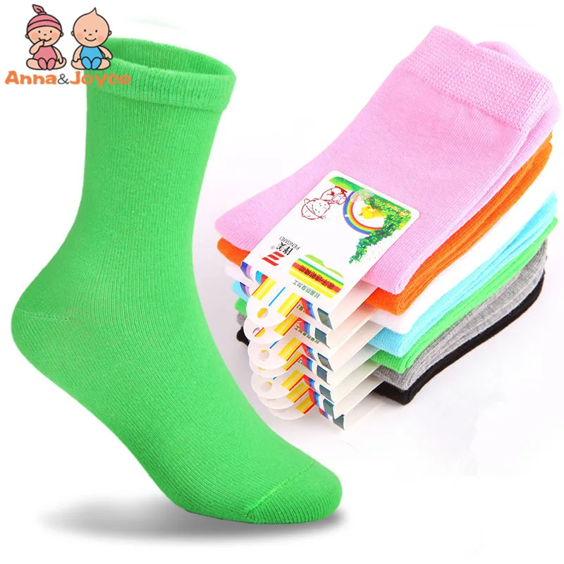

10 pcs=5 pairs 2018 spring&autumn candy color cotton socks for children girls socks with boys socks 1-9 year