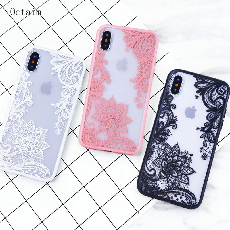 

Phone Case For iPhone XR XS MAX Sexy 3D Lace Flower TPU Hard Full Back Cover For Apple iPhone X XS 7 6 6S Plus Cases Capa