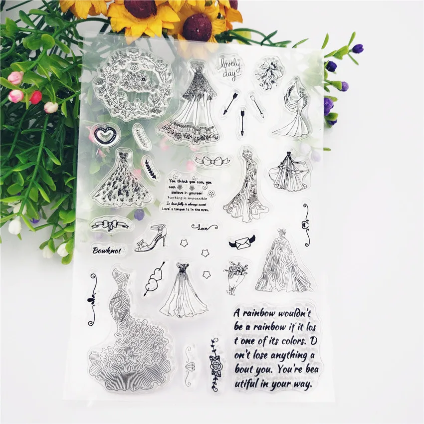 

New Mermaid Wedding Dress Transparent Clear Stamps Silicone Seal for DIY Scrapbooking Card Making Photo Album Decoration Crafts