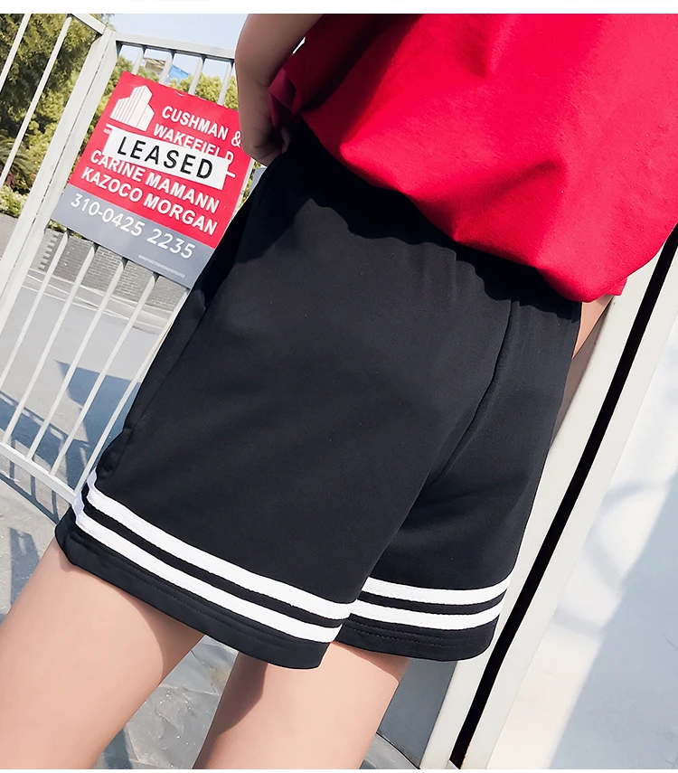 Jielur простые полосатые карманы летние шорты черные свободный, в Корейском стиле короткие женские повседневные M-XXL шикарные женские шорты