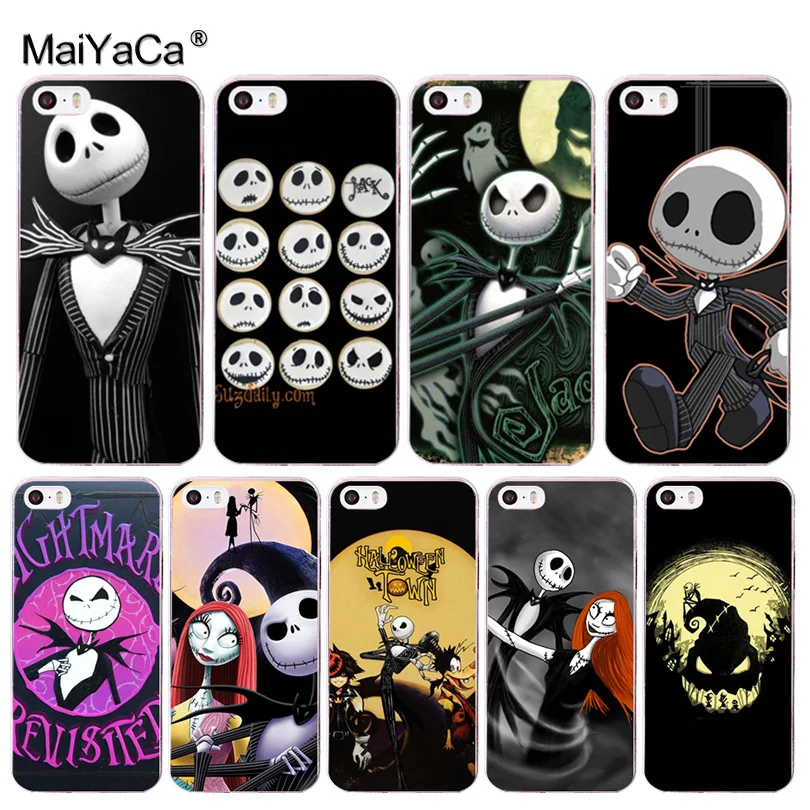 

MaiYaCa Jack Skellington Funny Halloween expression Transparent Cover Case for iPhone X 8 7 6 6S Plus 5 5S SE XS XR XSMAX