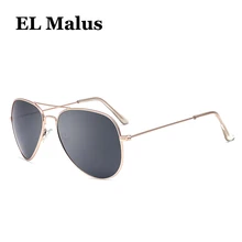 [EL Malus]Retro Metal Frame Pilot Polarized Sun Glasses Women Mens Aviation Sunglasses Blue Gray Lens Mirror Silver Gold Shades